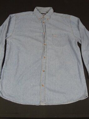 VINTAGE SANDY RIVER BUTTON UP LONG SLEEVE DENIM LIGHT BLUE XLT SHIRT L618